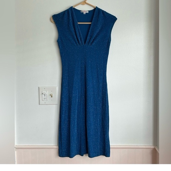 NWT 90s Blue Metallic Dress Heart and Soul Small Vintage Sleeveless Y2K USA Made - Picture 7 of 7
